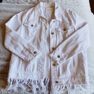 BLANK NYC White Fringe Denim Jacket
